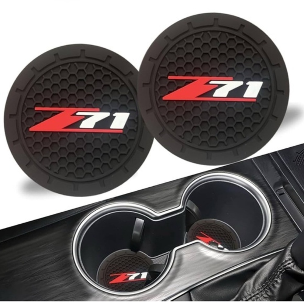 Z71 Black and Red Car Cup Holder Coasters Colorado Silverado